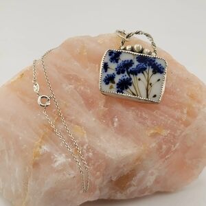 BROKEN INTO BEAUTIFUL CHINA CERAMIC PLATE HANDMADE IN STERLING SILVER PENDANT